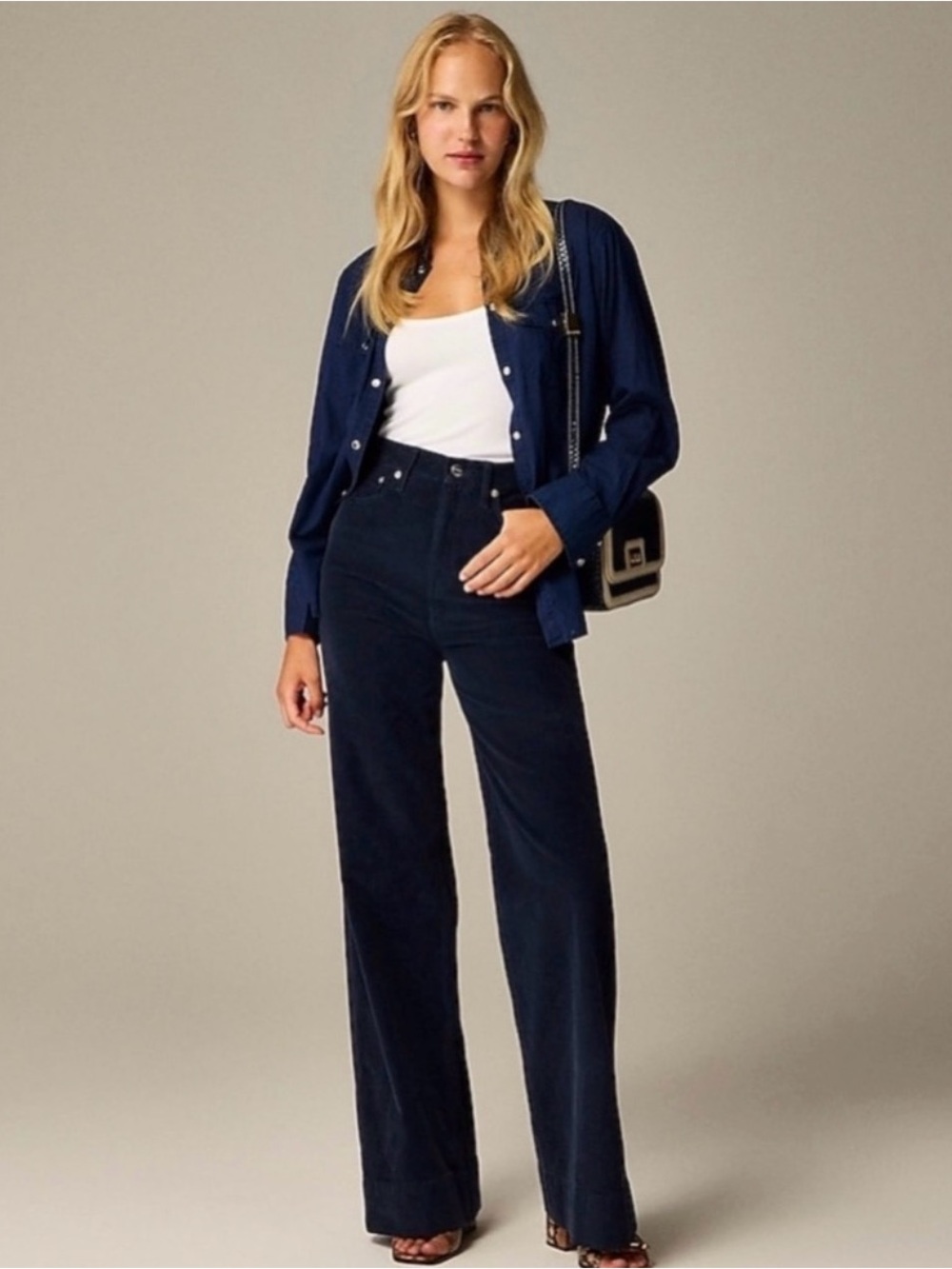 J.Crew Women's Wide-leg Corduroy
Trousers size 30P Navy